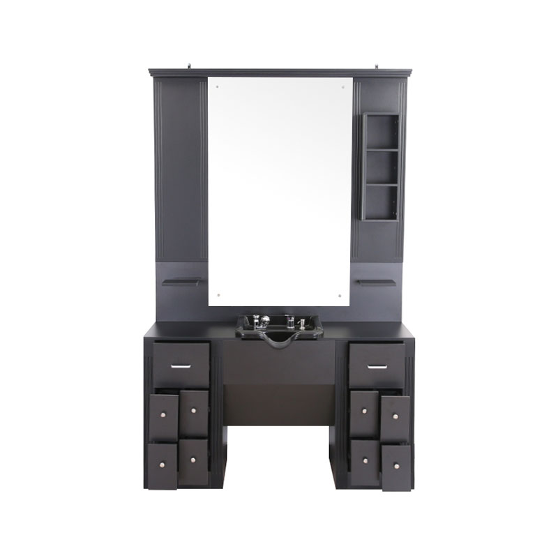 HZ2039 Fekete nagyméretű sminkmely, világos szekrényekkel