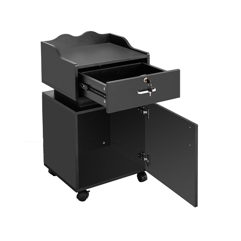 HZ2021 Fekete szalonállomás tároló szekrény kerekekkel