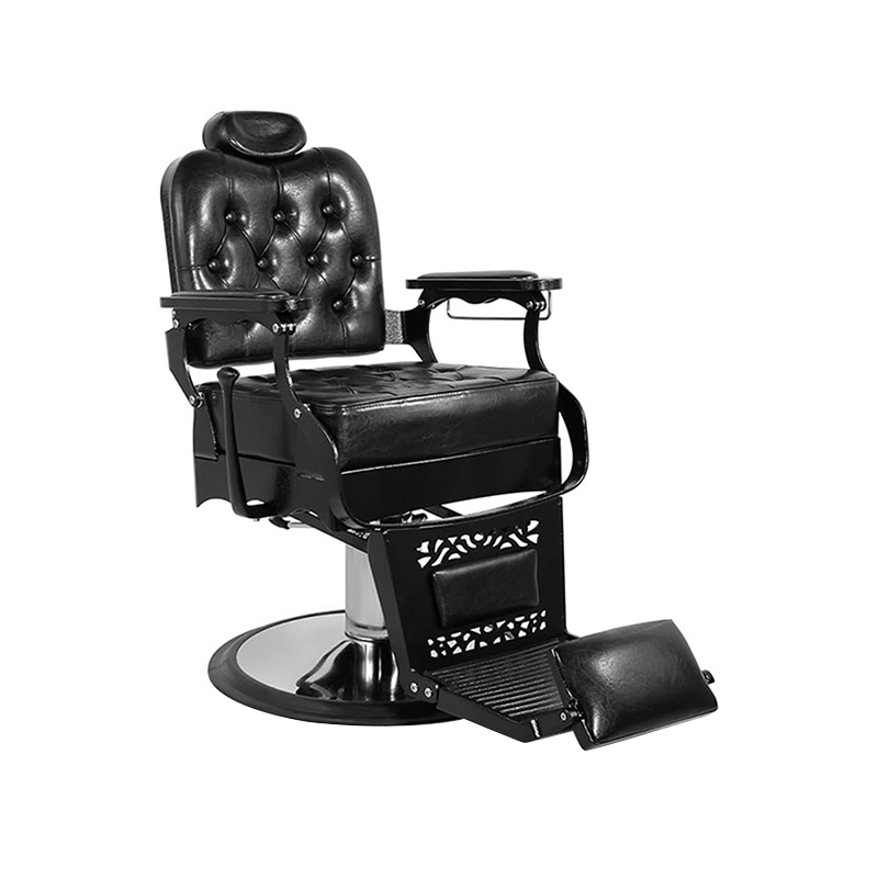 HZ8798 Fekete négyzet alakú háttámlás csatos vintage fodrászat székek