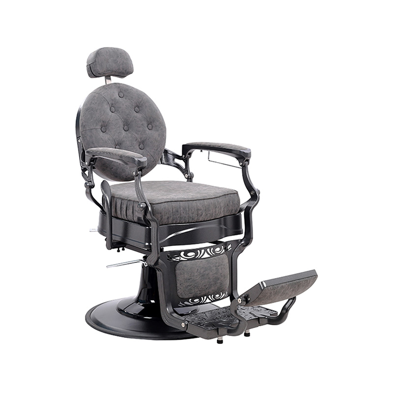 HZ8799M Szürke négyzetpárnás hidraulikus retro fodrászszék